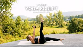 30 Minute Yoga Sculpt  strong vinyasa yoga with weights [upl. by Eisenstark]