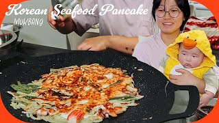 🎃Happy Halloween Lets make Korean Seafood Pancake w scallion  Cooking Mukbang [upl. by Vtehsta]