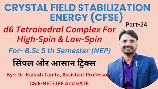 CFSE Calculate of d6 Tetrahedral System  HighSpin And LowSpin Complex  Crystal Field Theory [upl. by Parik]