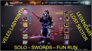 Destiny 2  Veles Labyrinth  Solo  Legendary  Swords  Fun Run [upl. by Reedy]