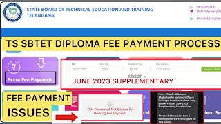 SBTET DIPLOMA FEE PAYMENT PROCESS JUNE 2023  TS SBTET FEE PAYMENT ISSUES [upl. by Shriver]