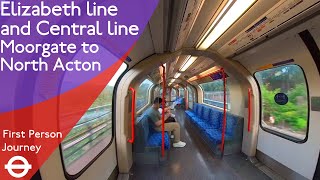 London Underground amp Elizabeth Line First Person Journey  Moorgate to North Acton [upl. by Reivad]