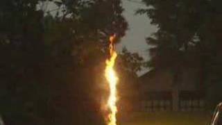 Lighting Strikes Pole Causes Fire [upl. by Yelrahc]