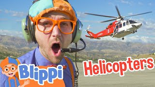 Blippi Explores A Fire Helicopter  Learning Vehicle Videos With Blippi [upl. by Neidhardt]