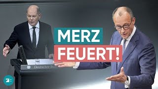 Merz greift Kanzler an quotTrump lässt Scholz wie ein Leichtgewicht abtropfenquot [upl. by Ajroj]