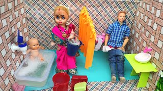 Barbie Doll All Day Routine In Indian VillageRadha Ki Kahani Part 464Barbie Doll Bedtime Story [upl. by Ahsiuqat398]