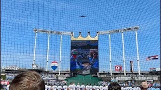 Kansas City Royals Opening Day 2024 National Anthem amp B2 Spirit Stealth Bomber Flyover [upl. by Meaghan8]