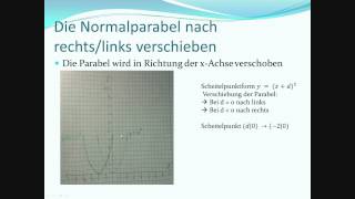 Quadratische Funktionen Teil 2 Verschiebung der Normalparabel  Mathe [upl. by Nicolina]