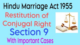 Restitution Of Conjugal Right II Hindu Marriage Act 1955 II Section 9 II With Important Cases ll [upl. by Olenolin654]