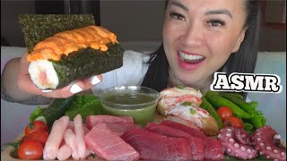 ASMR SASHIMI PLATTER  SEA URCHIN ROLL  FRESH VEGGIES EATING SOUNDS NO TALKING  SASASMR [upl. by Weinert]