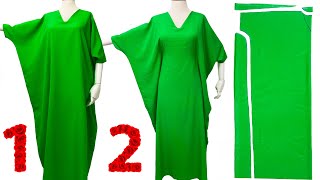 FITS EVERY SIZE  VERY EASY  NO PATTERN  2 in 1 Kaftan Dress Cutting amp Sewing [upl. by Rainger668]