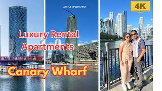 Luxury Canary Wharf Rental Apartments  South quay  Canary Wharf tour  London  Walking tour [upl. by Dihsar]