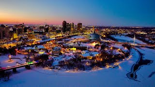 Winter At The Forks  Winnipeg MB Canada  Drone 4K [upl. by Aubert]