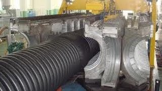 Production of corrugated plastic pipes on HD 1200 by DROSSBACH GIGAIPE type [upl. by Anawat182]