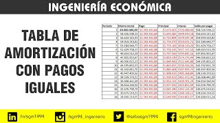 Tabla de amortización con pagos iguales en Excel [upl. by Emeric255]