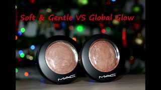 MAC Mineralize Skinfinish Highlighter Soft amp Gentle VS Global Glow Swatches [upl. by Ayoras288]