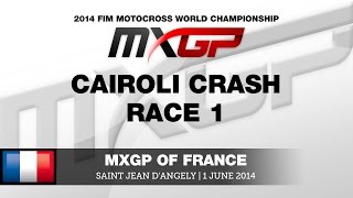 MXGP of France 2014 Antonio Cairoli Crash in Race 1  Motocross [upl. by Nirat]