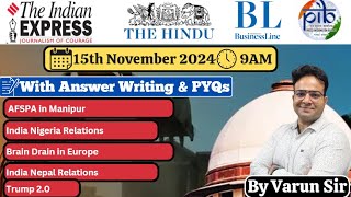 The Hindu Analysis 15th November 2024  Current Affairs  UPSC  PCS  HCS  HAS  Varun Trikha Sir [upl. by Nikaniki628]