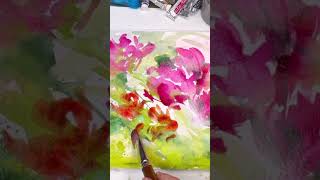 Watercolor Abstract Flower Painting Technique [upl. by Gabbi]