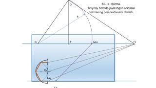 54 a chizma Ixtiyoriy holatda joylashgan oltiqirrali prizmaning perspektivasini chizish [upl. by Girhiny]