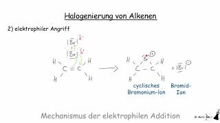 Halogenierung von Alkenen Mechanismus der Elektrophilen Addition  Elektrophile Addition [upl. by Llemrej738]