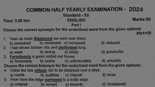 12th English half yearly exam original question paper 2024 [upl. by Eelrefinnej]