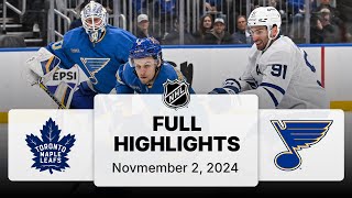 NHL Highlights  Maple Leafs vs Blues  November 2 2024 [upl. by Leahcimnaes480]