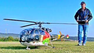 WOW  STUNNING  HUGE SA319 ALOUETTE 3  RC SCALE MODEL TURBINE HELICOPTER  FLIGHT DEMONSTRATION [upl. by Tibold957]