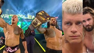 Roman Reigns amp The Rock Wins Destroy Cody Rhodes amp Seth Rollins at Wrestlemania 40 [upl. by Nanda520]