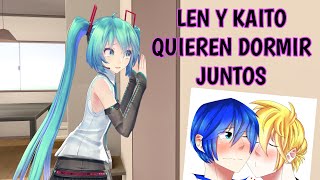 Miku no quiere dejar solo a Kaito con Kagamine Len 【Talkloid  MMD】 [upl. by Notsew]