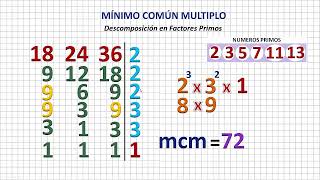 Mínimo Común Múltiplo Descomposición de factores primos [upl. by Savil478]