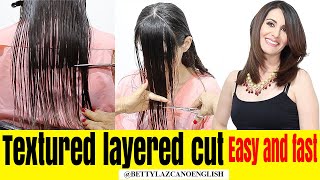 easy layered cut with texture step by step bettylazcanoenglish teaches you [upl. by Giselle436]