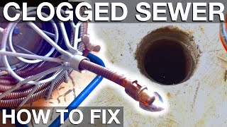 Cleaning out clogged sewer line DIY instructions in High Quality [upl. by Ellimahs569]