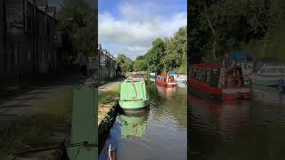 One of the Skipton day hire narrowboats heading towards the swing bridge on route to Gargrave canal [upl. by Lladnew]