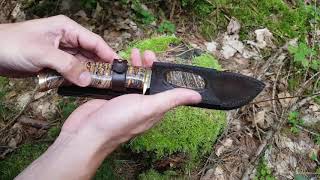 Damascus knife with mammoth tooth handle [upl. by Nuyh]