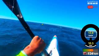 Downwind first time on a spec ski  Carbonology Surf X Surfski [upl. by Anaujik]