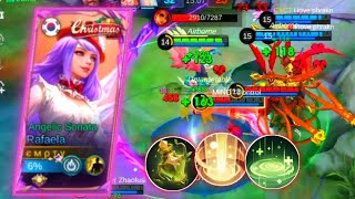 RAFAELA BEST HEALER WITH BEST BUILD 2024 🗿🥲 RAFAELA EPIC SKIN GAMEPLAY MLBB [upl. by Ardnac]