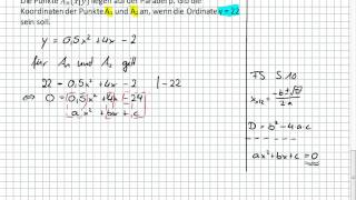 Parabel  Berechnung des xWerts eines Punktes 9I3  10II1 [upl. by Ketchan34]