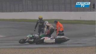 An unusual crash for two race bikes [upl. by Kenney]