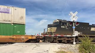 NS 4277 Leads Intermodal East  Pleasant Rd Railroad Crossing Bettsville OH [upl. by Goldie148]