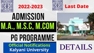 Kalyani University  MA MSc MCom Admission Notification  Session 20222023  Bengali details [upl. by Else]