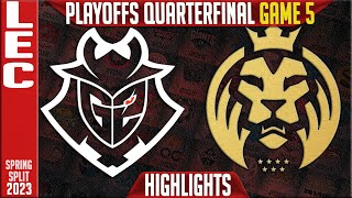 G2 vs MAD Highlights Game 5  LEC Quarterfinal Playoffs Spring 2023  G2 Esports vs MAD Lions G5 [upl. by Alyosha334]