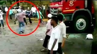 Mumbai violence CCTV footage shows large mob with arms at station [upl. by Aieka538]