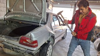 Car rear chassis PDR hammering wax polishing welding repair restoration2024willitstart [upl. by Fritts]