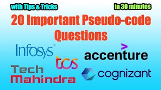 Repeated Top 20 Pseudocode Questions in Accenture part 5 [upl. by Anairam73]