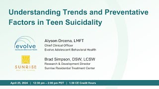 Understanding Trends and Preventative Factors in Teen Suicidality CE Webinar [upl. by Cuttie]