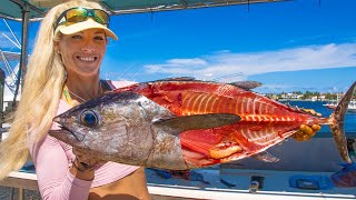 Girl Shows How To Fillet Big Blackfin Tuna [upl. by Olnee]