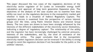 Indirect Regulatory Capture Regulator and the Utility in Electricity Sector ABEET 2018 41 10 21 [upl. by Ydaj]