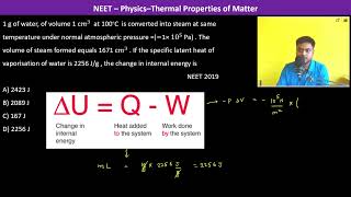 1 g of water of volume 1 c𝑚3 at 100∘C is converted into steam at same temperature under [upl. by Noxaj]