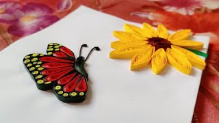 Quilling butterfly on sunflower QuillingButterfly QuillingSunflower QuillingArt Quilling [upl. by Leora]